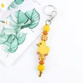 Adorable yellow duck silicone bead keychain and cute bag charm accessory for gifts - Wheat