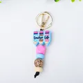 Porte-clés enseignant en perles de silicone avec breloque crayon et perle léopard - Porte-clés
