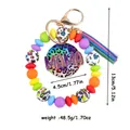 Colorful silicone bead MAMA keychain bracelet with leopard print and tassel - Five-star