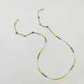 Catenella per occhiali e maschera fatta a mano in perline colorate con fiori gialli e verdi - Fiore Giallo Verde (S-487)