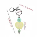 Cute Nurse Life silicone heart and daisy beaded keychain charm for bags and car keys - Yellow