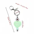 Nurse Life mint green heart silicone keychain with daisy beads and a metal clasp - Green