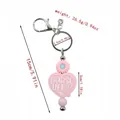 Pink Nurse Life silicone heart keychain with daisy and bead for bags or car keys - Light Pink