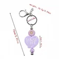 Lavender purple silicone nurse life heart keychain featuring daisy and bead charms - Purple