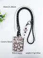 Baseball and leopard print card holder with lanyard and keychain, size and weight info - Leopard Baseball