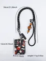 Sporty basketball theme card holder with neck lanyard and decorative beaded charm keychain - Basketball
