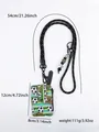 Soccer pattern cardholder wallet with black and white woven lanyard and decorative beads - Football
