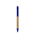 Bolígrafo ecológico con barril de tubo de papel kraft y detalles en plástico azul - Azul