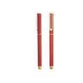Elegant red metal gel pen featuring a hollow gold clip design for business gifts - 0.5mm / Red Barrel Black Ink