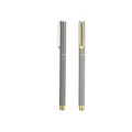 Professional grey metal business gel pen featuring elegant gold-plated U-shaped clip - 0.5mm / Gray Barrel Black Ink