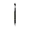 Grey metal stylus ballpoint pen with silver chrome accents and touch screen tip - 1.0mm / Gray