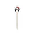 Lindo bolígrafo de gel navideño blanco con dije de pingüino de goma suave y gorro rojo - Paquete Individual / Cuerpo Blanco - Pingüino
