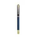 Elegant navy blue metal gel pen with gold clip and accents on white background - Business Blue / 0.5mm Pen Point