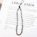 Elegant smoky grey cube beaded phone lanyard strap for anti-lost mobile security accessory. - 6mm Bead 32cm / Premium Gray (P010)