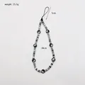 Grey and black Yin Yang beaded phone lanyard strap with heishi disc beads, 38cm length - 38 cm / Polymer Clay Black Tai Chi (P004)