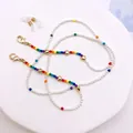 Handgefertigte Perlenkette für Brillen und Masken mit bunten Regenbogen-Akzenten. - Regenbogenperlen Herzstil (S-516)