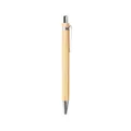 Bolígrafo de bambú ecológico con elegantes detalles de metal plateado para oficina - Recambio Negro Tipo Parker 1.0mm (605)
