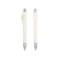 Customizable cream white ballpoint pen with silver accents for business and promotion - 1.0mm Ballpoint Pen / White