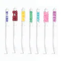 Funny cartoon retractable gel pens with expressive text clips in white minimalist style - Full Set / 7 Pcs Set