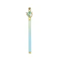 Elegant metal gel pen with gradient blue-green barrel and traditional bird ornament - 0.5mm Pen Point / Double Cranes