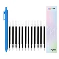 Set penna gel a scatto blu con 12 ricariche nere punta 0.5mm per una scrittura fluida. - 1 penna e 12 ricariche ad alta capacità in omaggio / Azzurro