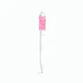 Minimalistischer weißer Gelstift mit lustigem rosa Clip-Dekor und Schriftzug - Rosa Slogan Clip