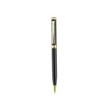 High-grade black metal twist-action ballpoint pen featuring elegant gold trim finish. - Blue Ink / Black Barrel Gold Clip