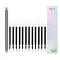 Set di penne gel grigie a scatto con dodici ricariche di inchiostro nero da 0,5 mm - 1 penna e 12 ricariche ad alta capacità in omaggio / Fusto Grigio