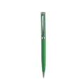 Elegant green metal twist ballpoint pen with sleek silver trim for professional use. - Blue Ink / Dark Green