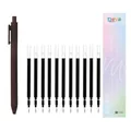 Set di penne gel marrone scuro con ricariche nere da 0.5mm - 1 penna e 12 ricariche ad alta capacità in omaggio / Corpo Marrone Scuro