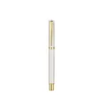 Elegant champagne-colored metal business gel pen with golden clip and trim design - 0.5mm / White Gold