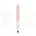 Mini penna gel a scatto rosa e bianca con clip a forma di graffetta per una scrittura fluida - A forma di proiettile / Rosa/Bianco