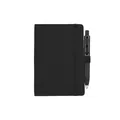Sleek black A6 PU leather pocket notebook with matching ballpoint pen set - Notebook Set / A6 / 0.5mm / Black