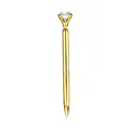 Elegant luxury gold metal ballpoint pen featuring a large sparkling diamond crystal top - Gold Barrel Black Ink / Gold