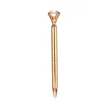Rose gold metal ballpoint pen with large crystal diamond top for gift stationery - Rose Gold Barrel Black Ink / Rose Gold