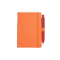Compact orange A6 PU leather notebook with red gel pen and elastic closure strap - Notebook Set / A6 / 0.5mm / Orange