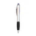 Professional silver LED ballpoint pen featuring a touchscreen stylus and comfortable black grip - 1.0mm / Silver