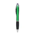 Modern green LED light-up ballpoint pen featuring a functional touch screen stylus tip - 1.0mm / Green