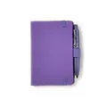 Professional purple A6 PU leather pocket notebook with matching pen and elastic closure - Notebook Set / A6 / 0.5mm / Deep purple