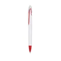 Red and white retractable ballpoint pen with a wide plastic clip for office use - 1.0mm Black Ink / Red