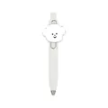 Mini portable white gel pen featuring a cute fluffy cartoon dog acrylic clip design - White Puppy / 0.5mm