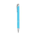 Sleek metallic ballpoint pen featuring a vibrant cyan blue barrel and silver accents - 1.0mm Black Ink / Lake Blue