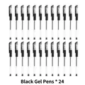 Bulk pack of 24 black ink gel pens with transparent barrels and bullet tips for school - 24 Pcs/Set / Black