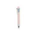 Penna a sfera a scatto multicolore 6 in 1 con fusto rosa pastello e clip bianca - Punta a Proiettile 1.0mm / Rosa