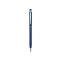 Elegant deep blue metallic ballpoint pen with stylus tip for business office use - 1.0mm Bullet Tip Black Ink / Dark Blue