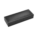 Professional black leather gift box for single pen featuring elegant white stitching - 175x66x34mm / Black