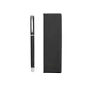 Elegant black metal business signature pen with silver trim and textured gift box - Gift Box Set (1902-Silver Clip) / Black
