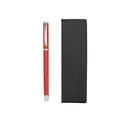 Elegant red metal business pen with a textured black gift box for office use. - Gift Box Set (1902-Silver Clip) / Red