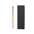 Elegant gold metal gel pen set with a professional black textured gift box for office - Gift Box Set (1902-Silver Clip) / Gold