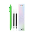 Set penna gel retrattile verde con due ricariche inchiostro nero 0,5 mm ufficio scuola - 1 Penna + 2 Ricariche (Punta Standard) / Verde